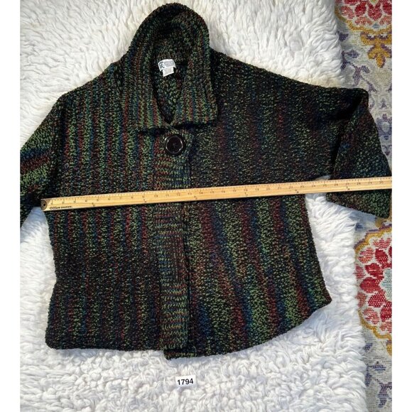 Glenmont Designs Cardigan Sweater 1X Multi Hand Knit Heavyweight Shawl Collar - Picture 4 of 8